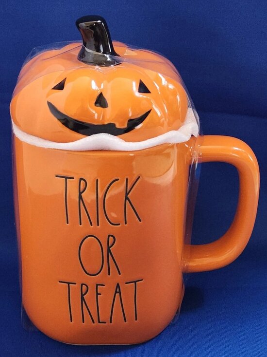 Rae Dunn Other - New RAE DUNN Halloween TRICK OR TREAT Pumpkin Orange Mug &Lid Artisan Collection